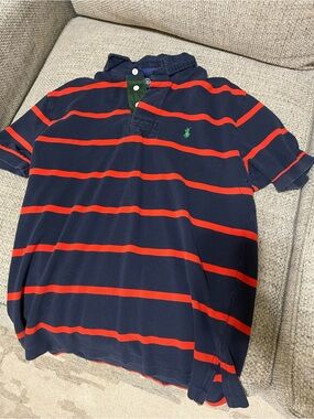 Polo by Ralph Lauren Navy and Red Striped Men's Polo